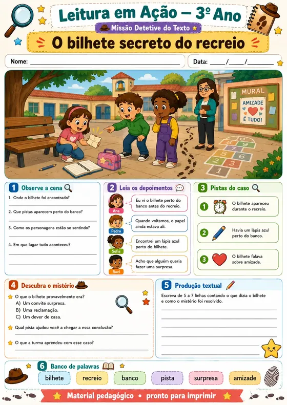 O bilhete secreto do recreio